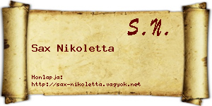 Sax Nikoletta névjegykártya